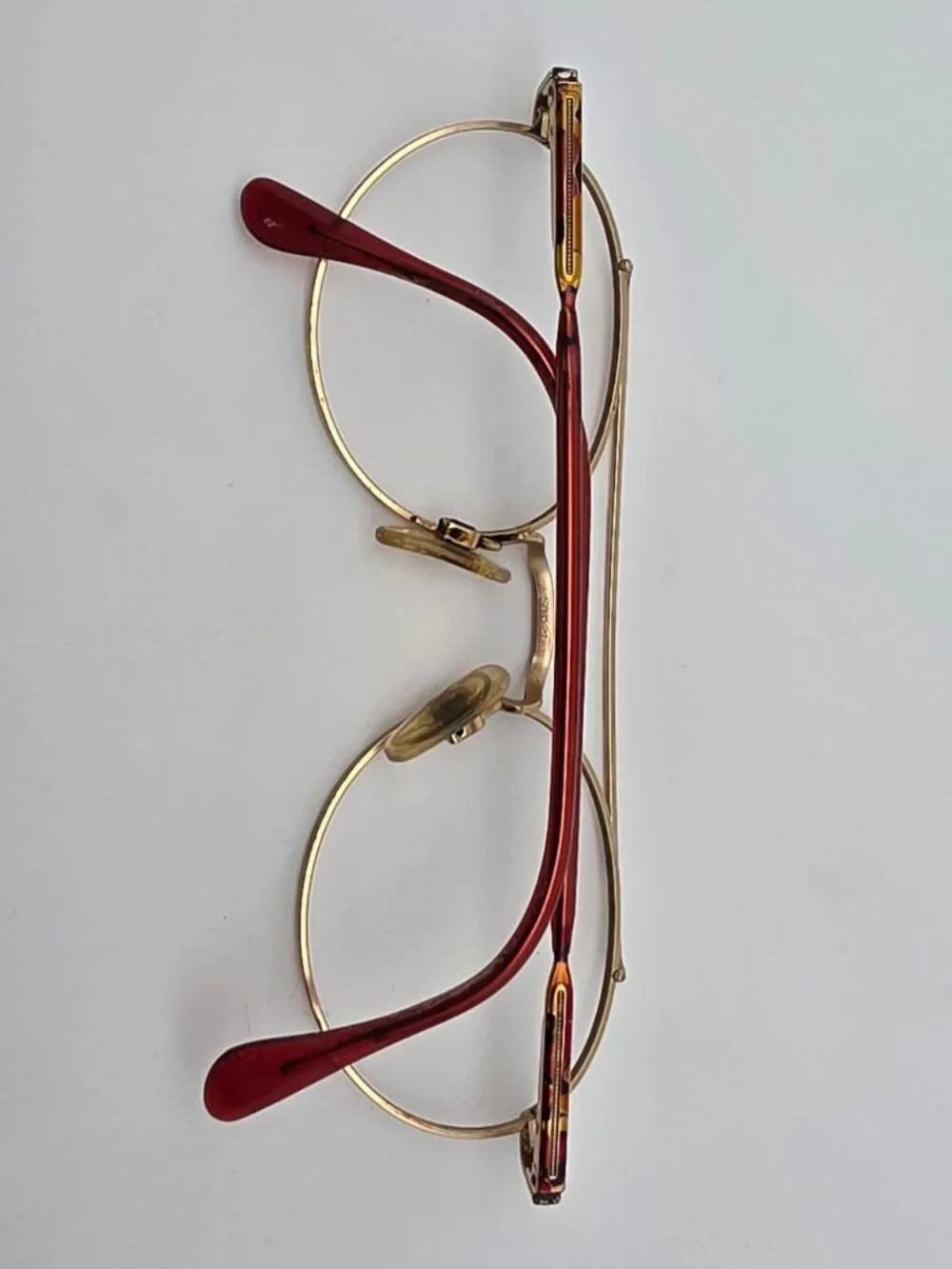 Luxottica Cambridge GEP Gold Red Aviator Sunglasses Frame w Flexhinge Italy 50mm